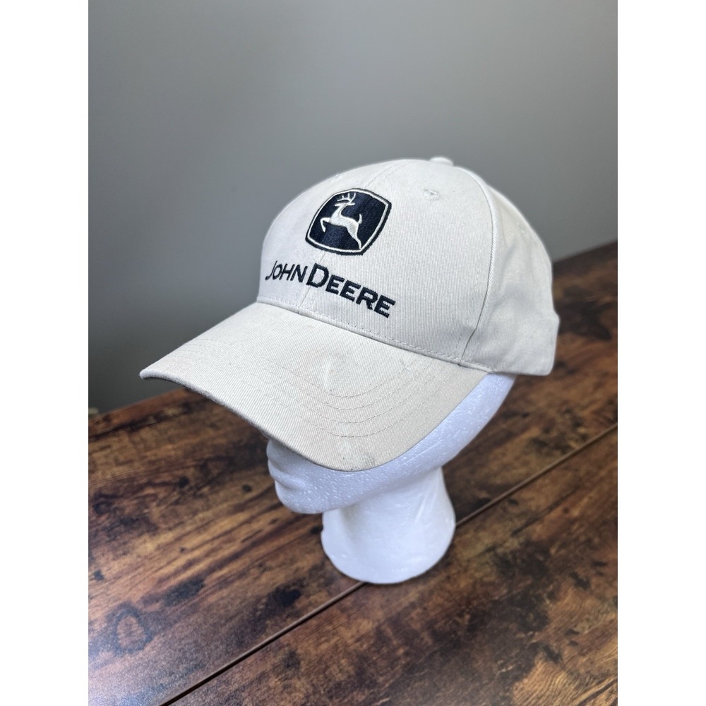 John Deere baseball cap hat adjustable snap back tan